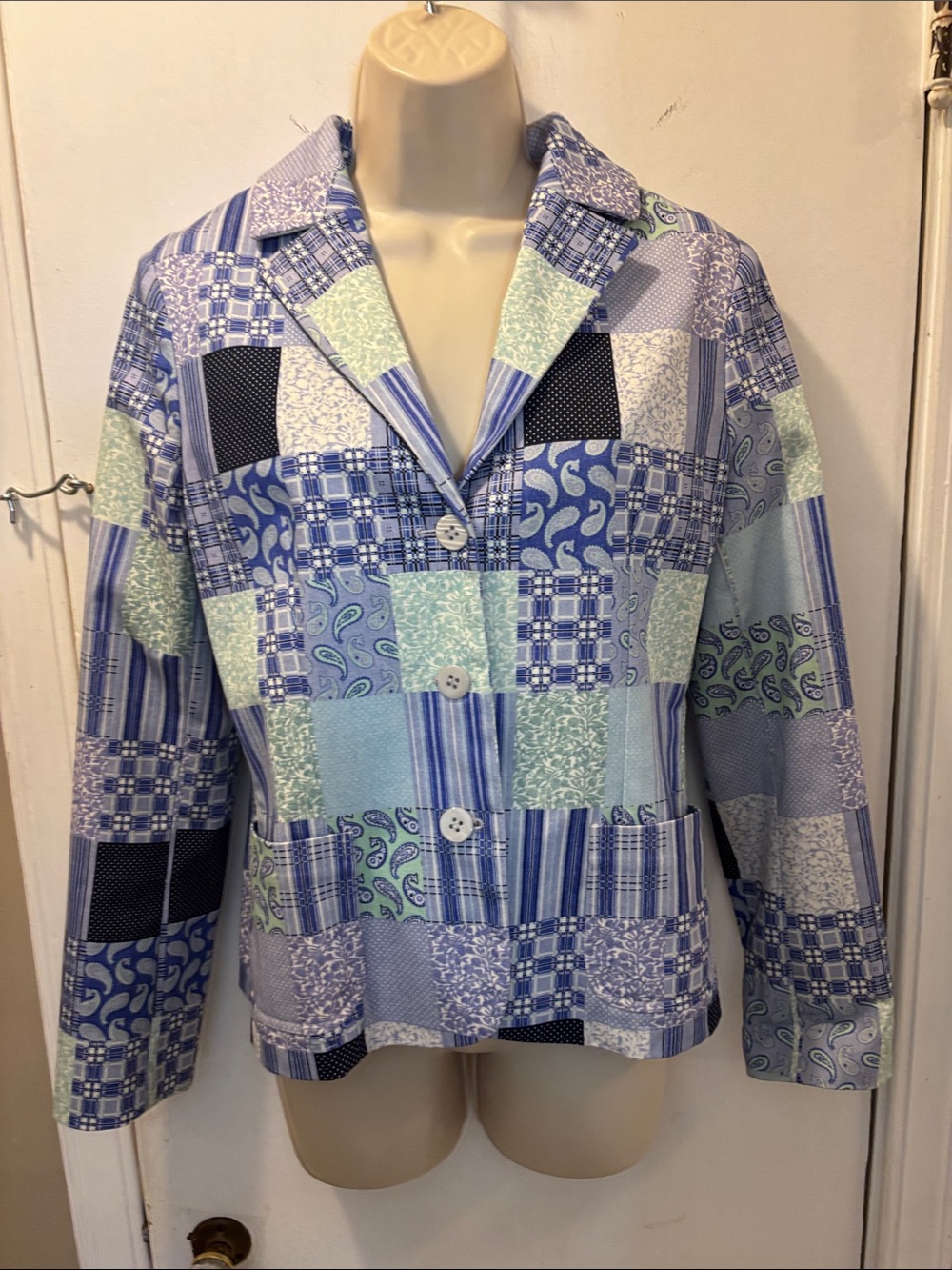 Bella Collezioni Marla Luisa B 44 Italy plaid  Button-Front Jacket blazer 26-328